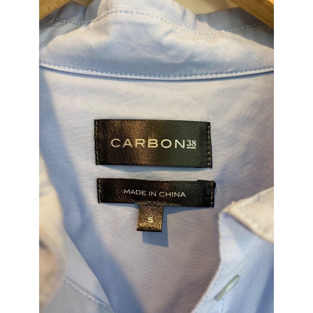 Carbon38 Women's Rhinestone Oversized Button Up Shirt Size Small Light Blue - Picture 5 of 9